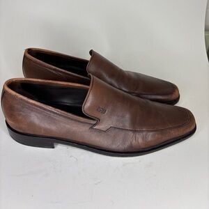 Hugo Boss Loafers Dress Shoes Men Size 10 Brown Leather